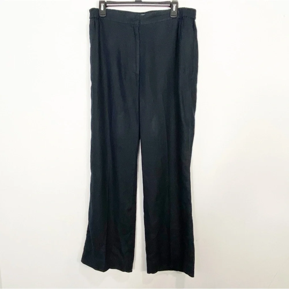 COS Linen Navy Stretch Trouser Relaxed Wide Leg